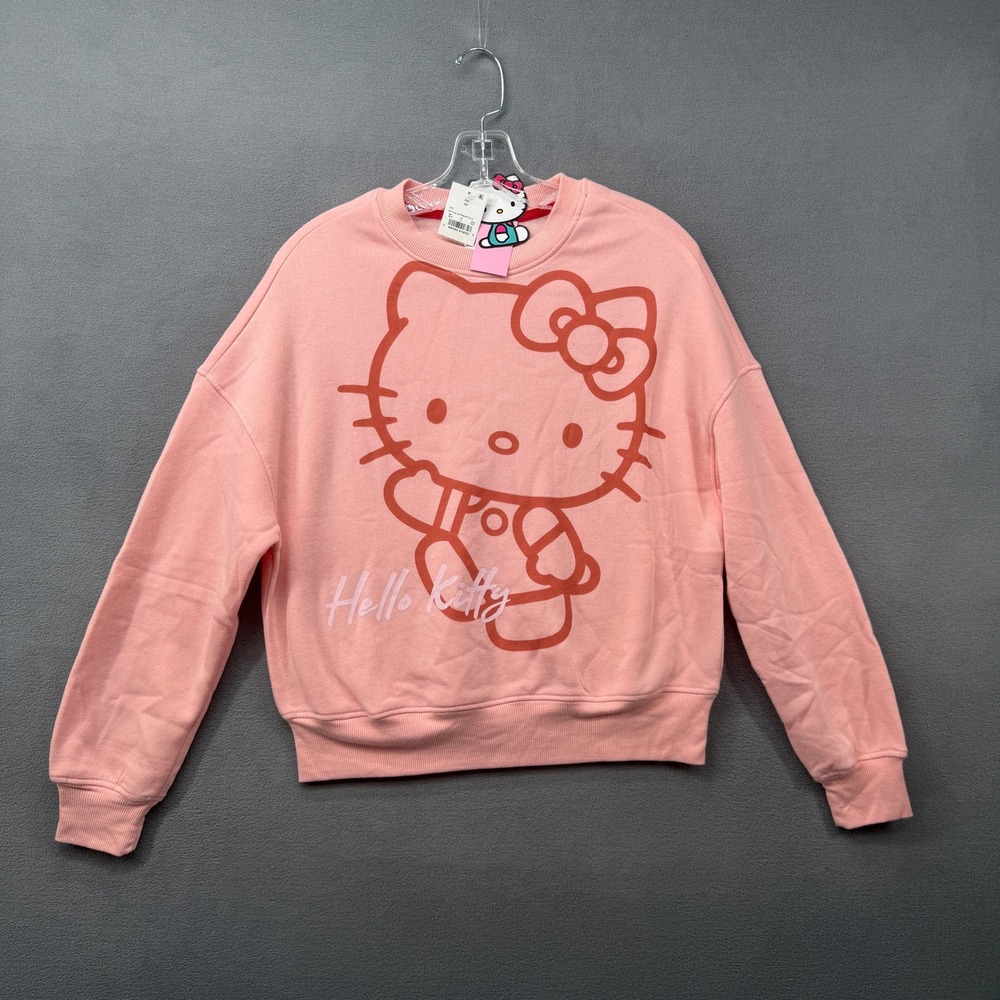 Hello Kitty Sanrio Sweatshirt Pink Graphic Mad Engine Womens XS New